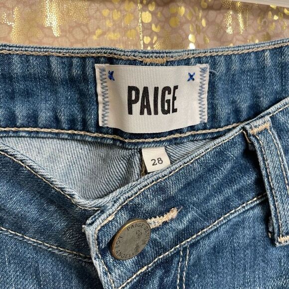 PAIGE Jimmy Jimmy Skinny Riley Destroyed Light Wash Denim Jeans, 28"/6/M - Picture 3 of 9